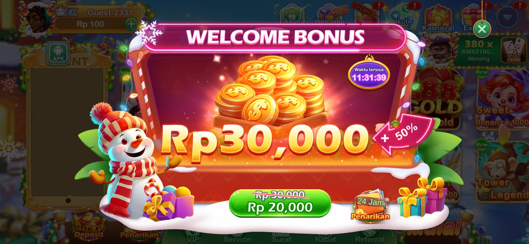 Bonus Selamat Datang PT707 - Tambahan +50%